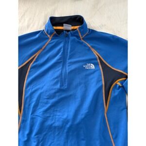 The North Face Mens‎ Pullover Jacket Lightweight Blue Orange Trim S/P Small